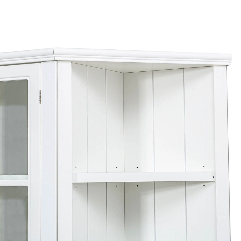 Retro Style Wall Suit With Glass Doors, 75.25" Tall Display Cabinets & Triangle Sided Bookshelves - White by HouseOfZazla