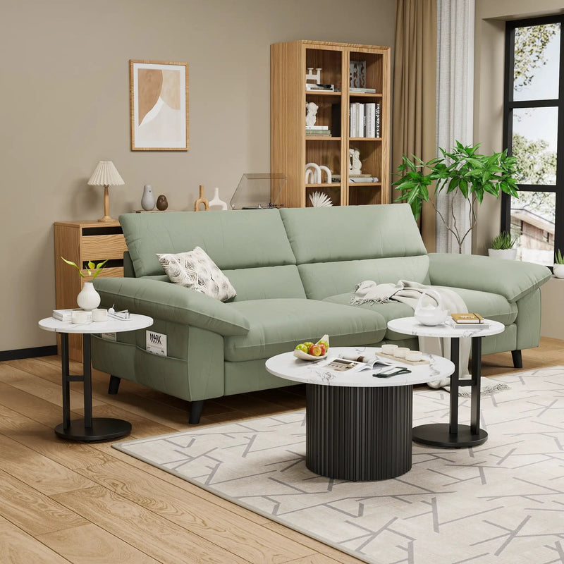 Coffee Table Set of 3 with Faux Marble Top and Metal Legs by HouseOfZazla