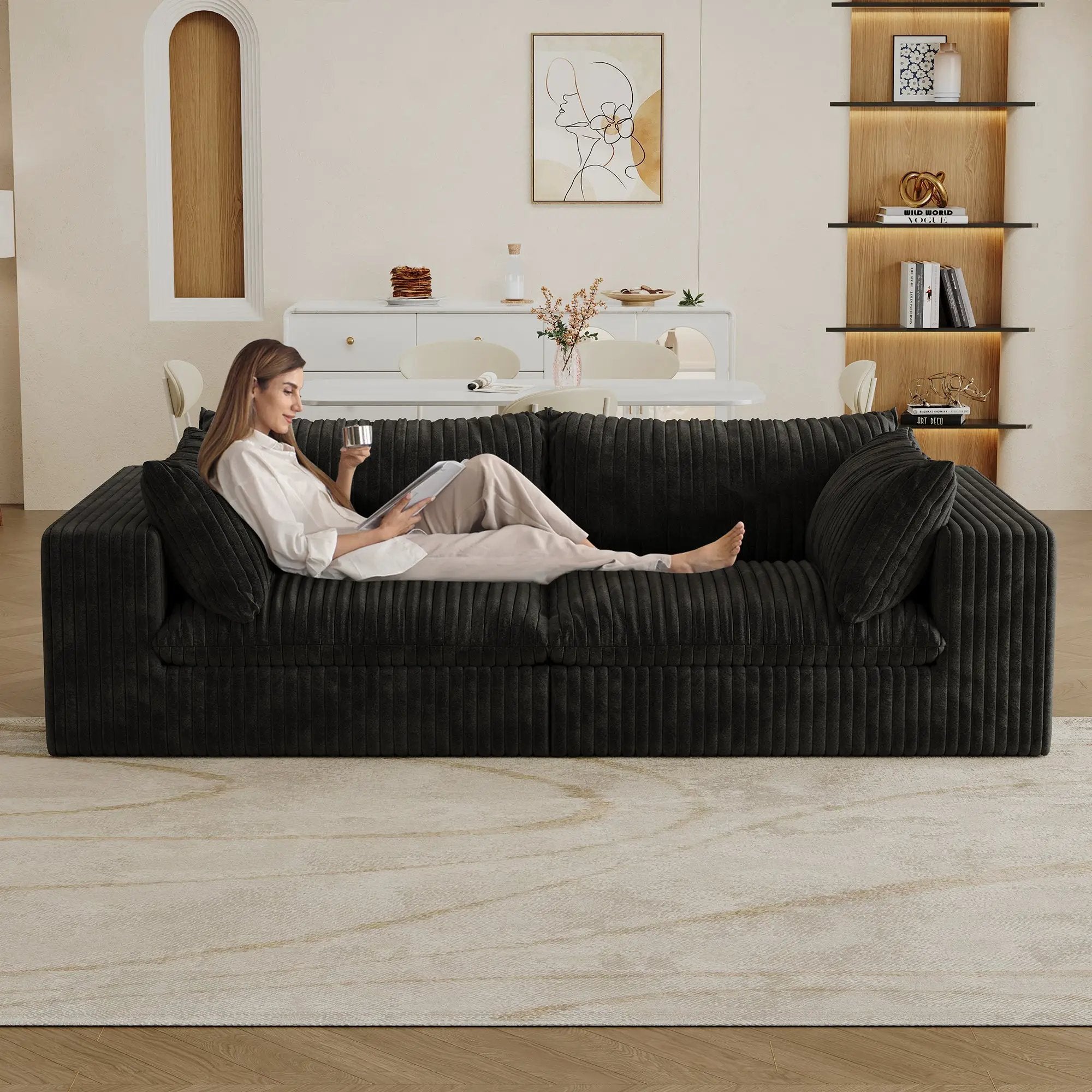 Y137 Modular Black Sofa by HouseOfZazla