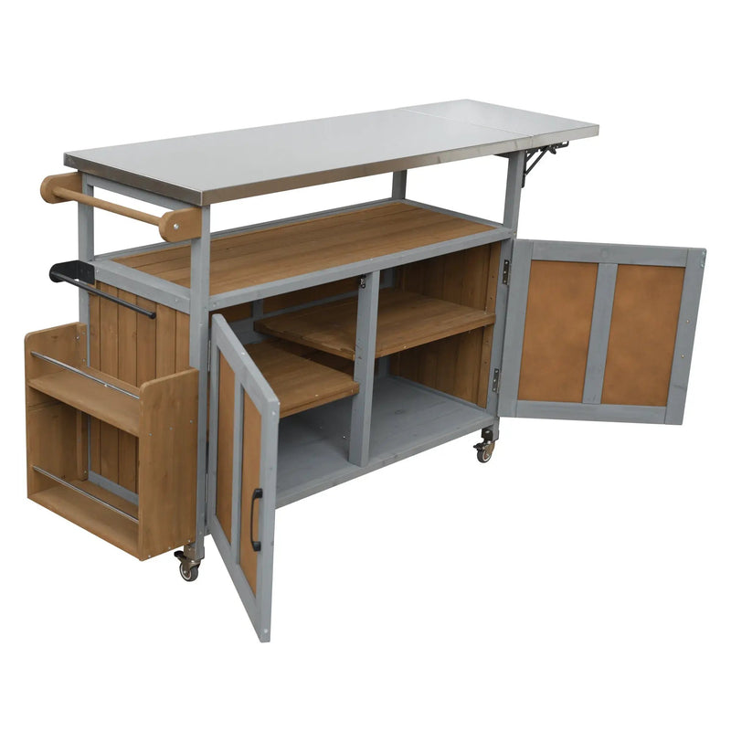 Foldable Outdoor Kitchen Island Patio Mobile Kitchen Cart by HouseOfZazla