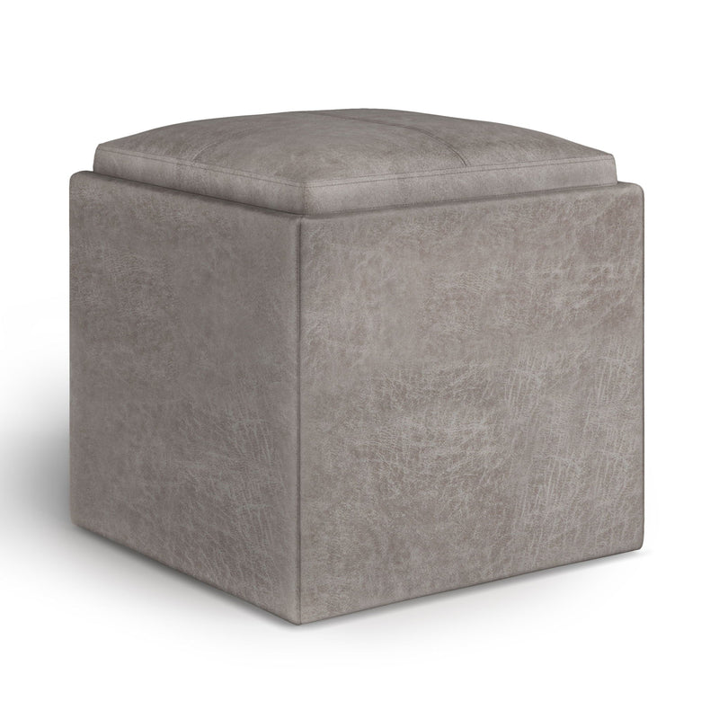 Rockwood - Upholstered Cube Storage Ottoman With Tray by HouseOfZazla