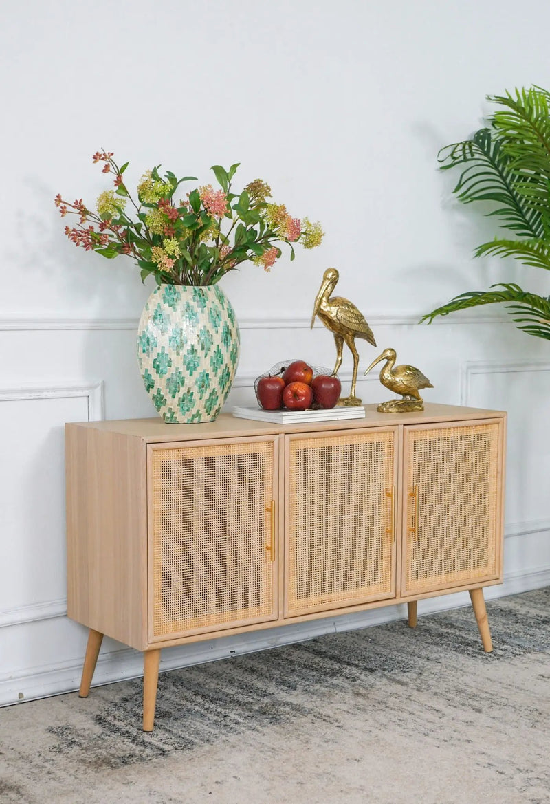 Wooden Accent TV Cabinet With 3 Doors - Brown by HouseOfZazla