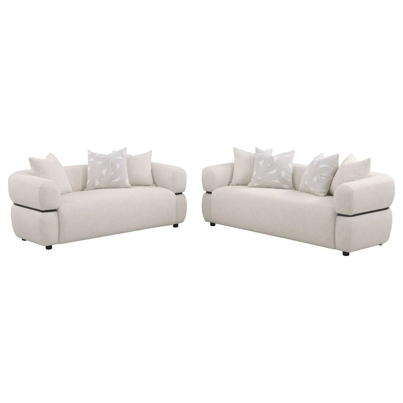 Jeanette 2-piece Fabric Upholstered Round Arm Sofa Set Beige by Unique Piece Furniture