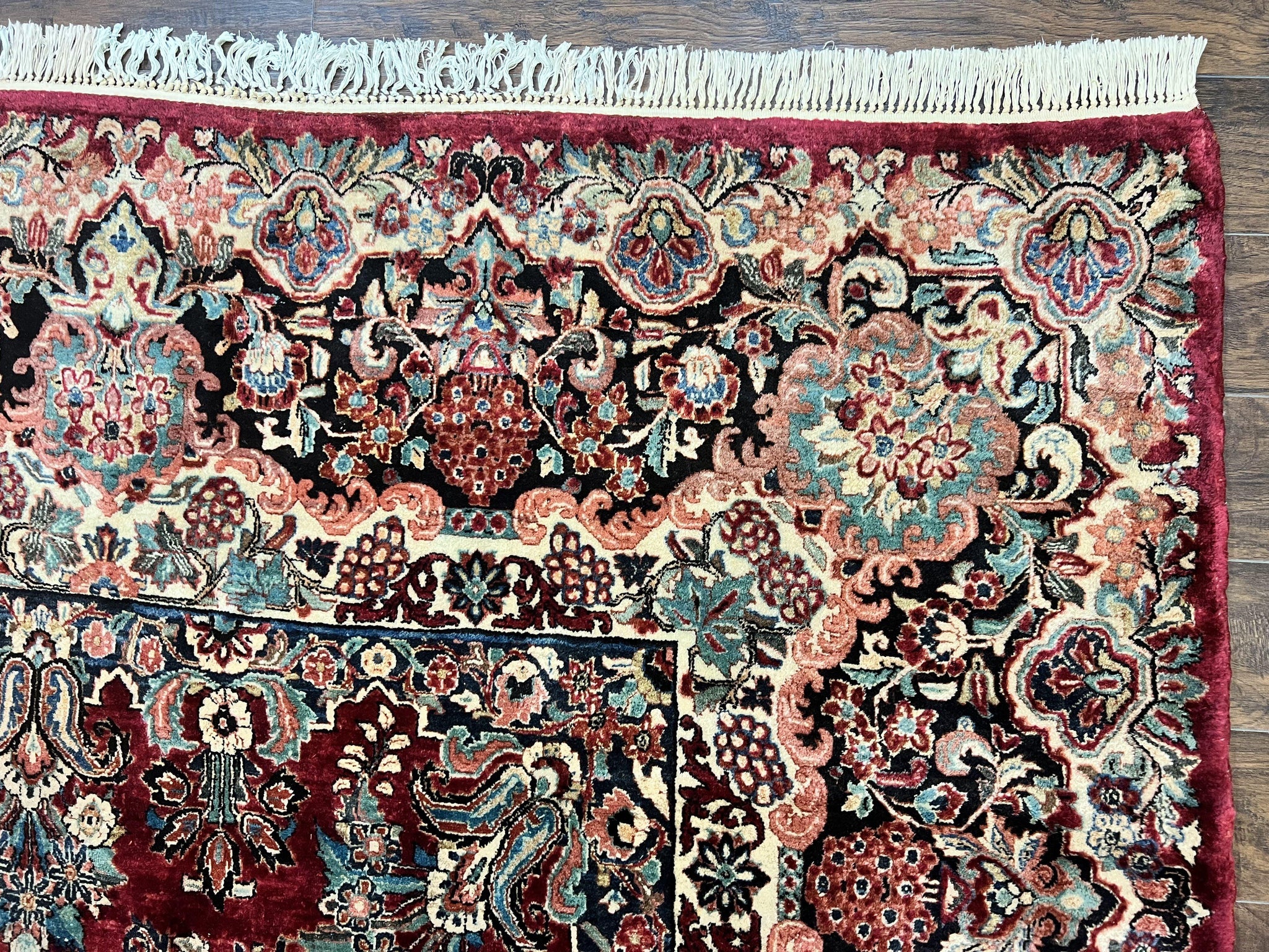Persian Sarouk Rug 12x17, Wool Hand Knotted Antique Carpet, Dark Red, Traditional Floral Oriental Rug, 12 x 17 Extra Large Handmade Rug by Jewel Rugs