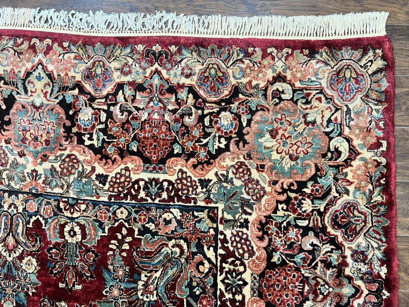 Persian Sarouk Rug 12x17, Wool Hand Knotted Antique Carpet, Dark Red, Traditional Floral Oriental Rug, 12 x 17 Extra Large Handmade Rug by Jewel Rugs