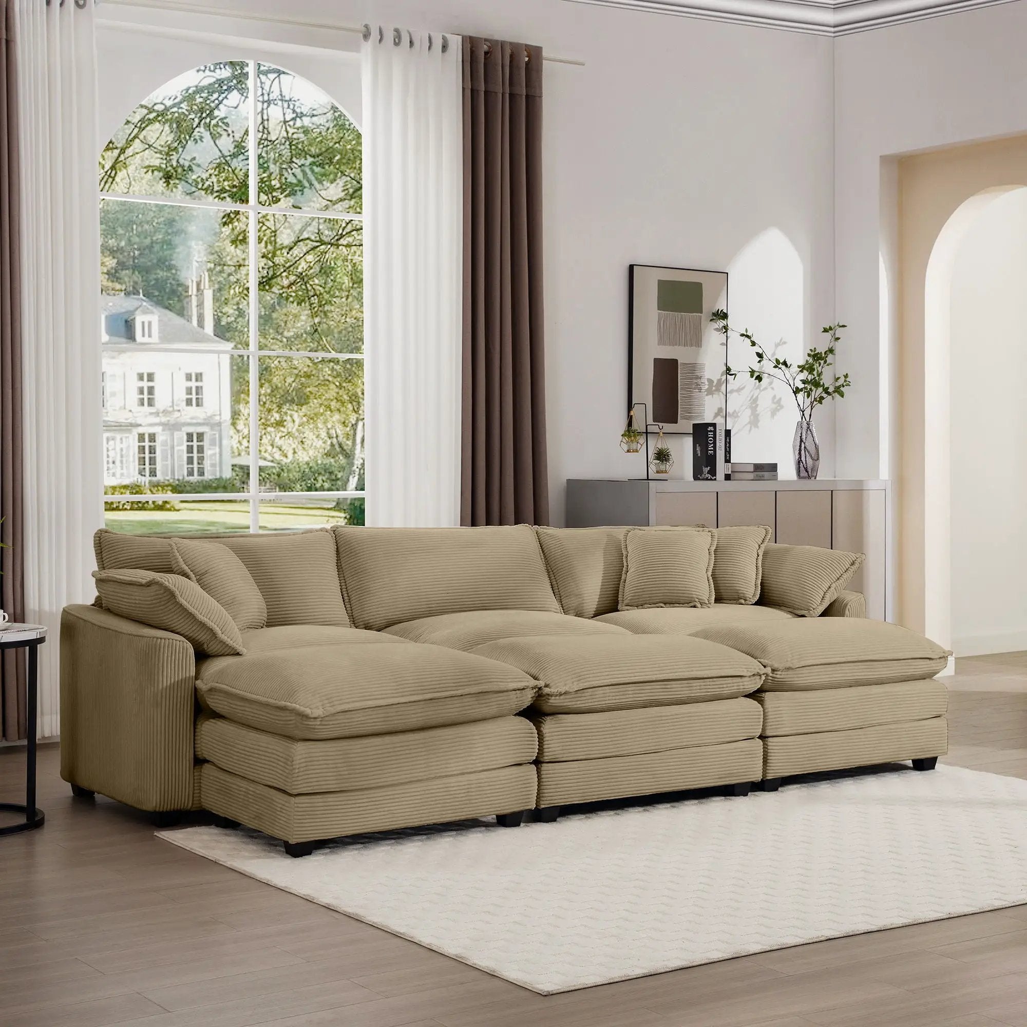 Modern Oversized Modular Cushion Sofa With Ottoman, Low Back, Deep Seating Sofa Set by Unique Piece Furniture