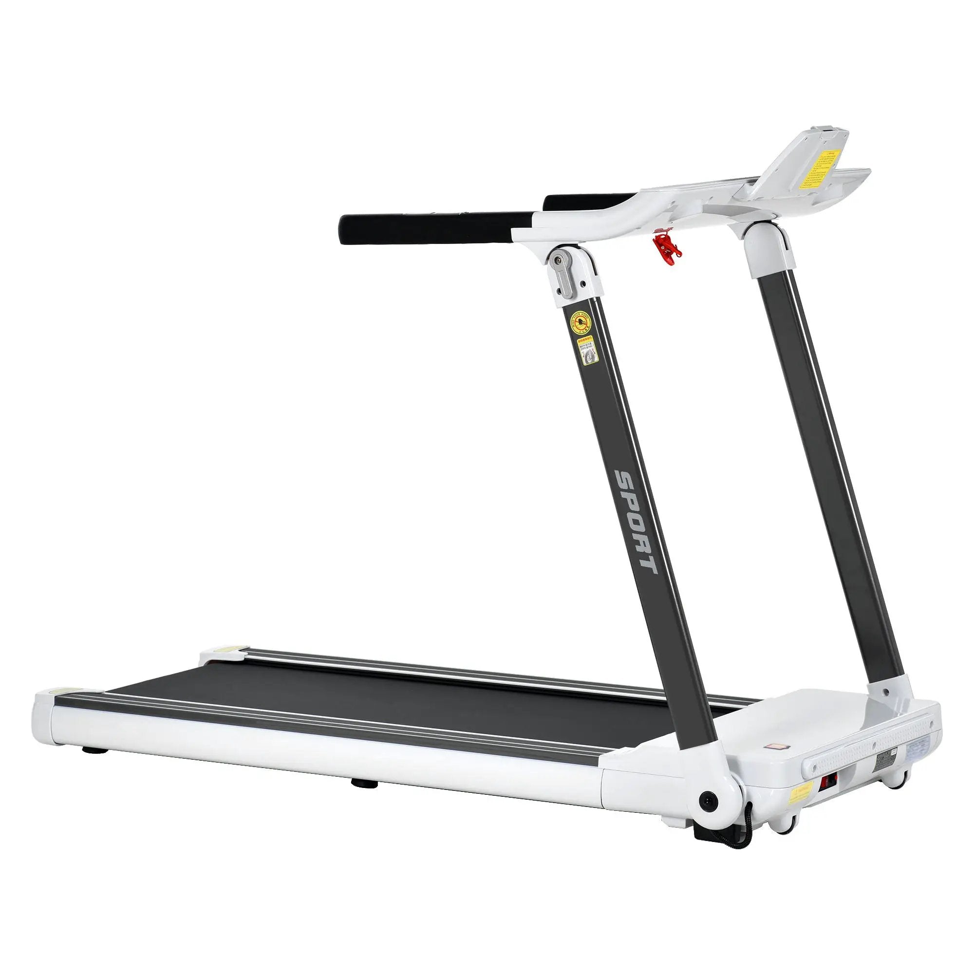 Portable Compact Treadmill, Electric Motorized 3.5Hp, 14Km / H, Medium Running Machine Motorised Gym 330Lbs, Foldable For Home Gym Fitness Workout Jogging Walking, Bluetooth Speaker App Fitime - White by HouseOfZazla