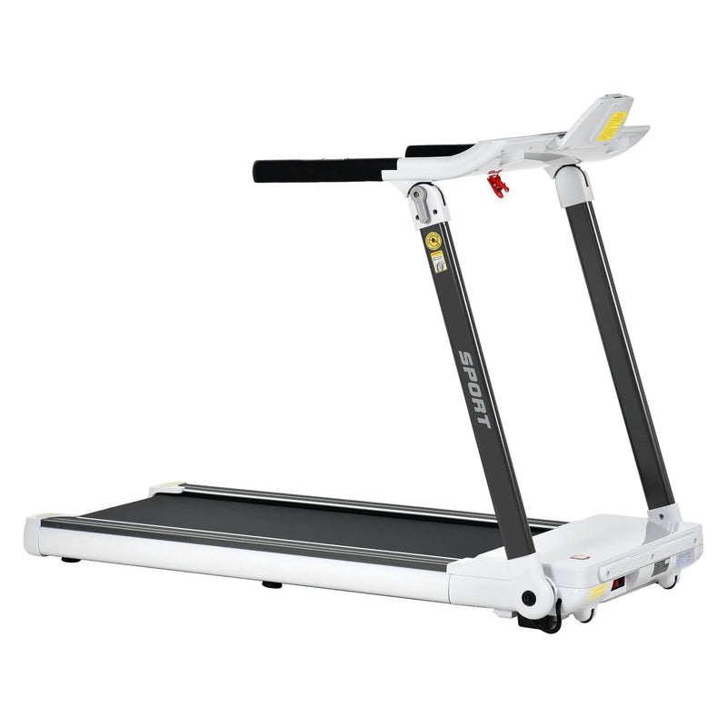 Portable Compact Treadmill, Electric Motorized 3.5Hp, 14Km / H, Medium Running Machine Motorised Gym 330Lbs, Foldable For Home Gym Fitness Workout Jogging Walking, Bluetooth Speaker App Fitime - White by HouseOfZazla