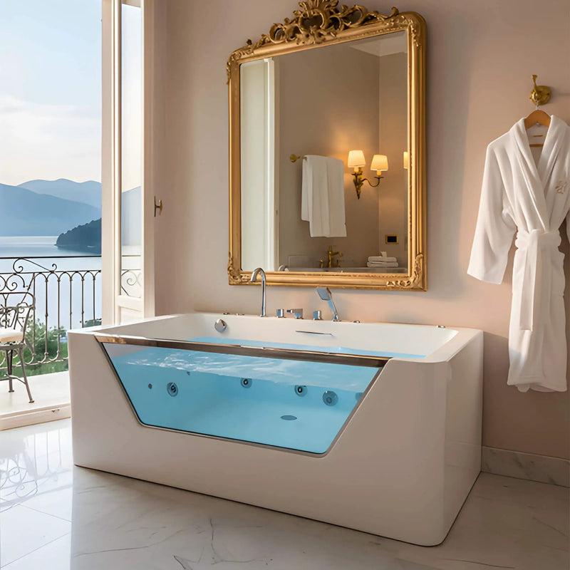 Nuvia Veloria 67-Inch 7-Jets Hydrotherapy Whirlpool Bathtub With Glass Panel (SAK25480) by SAKSBY WHOLESALE