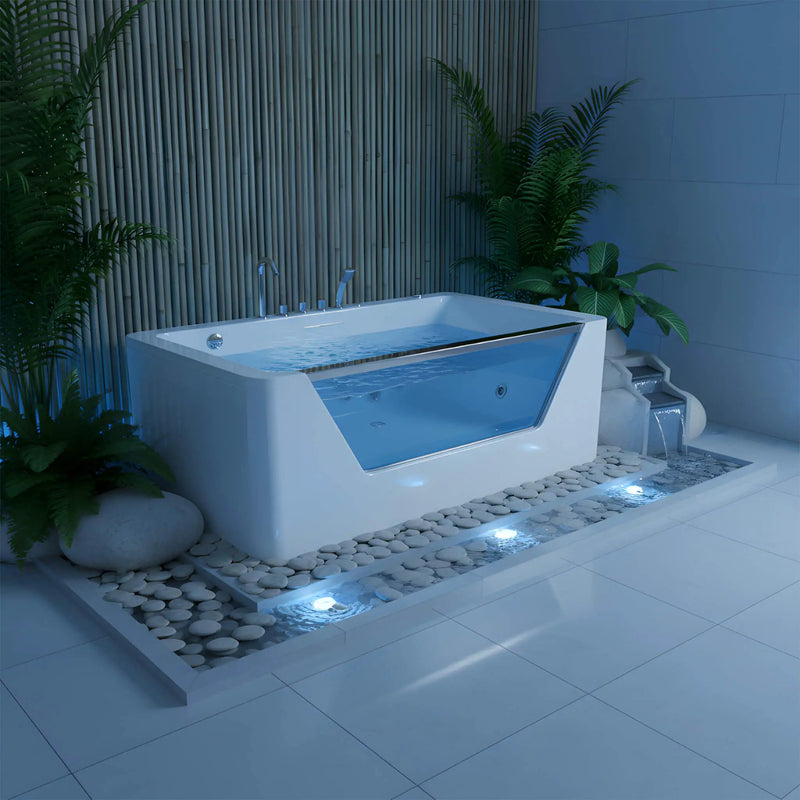 Nuvia Veloria 67-Inch 7-Jets Hydrotherapy Whirlpool Bathtub With Glass Panel (SAK25480) by SAKSBY WHOLESALE