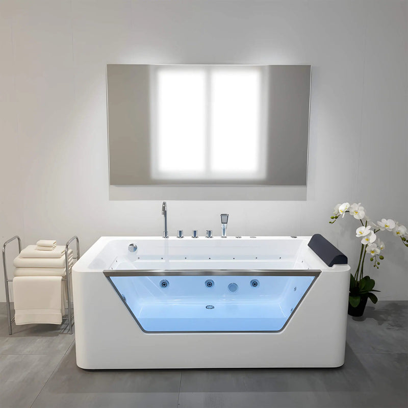 Nuvia Veloria 67-Inch 7-Jets Hydrotherapy Whirlpool Bathtub With Glass Panel (SAK25480) by SAKSBY WHOLESALE