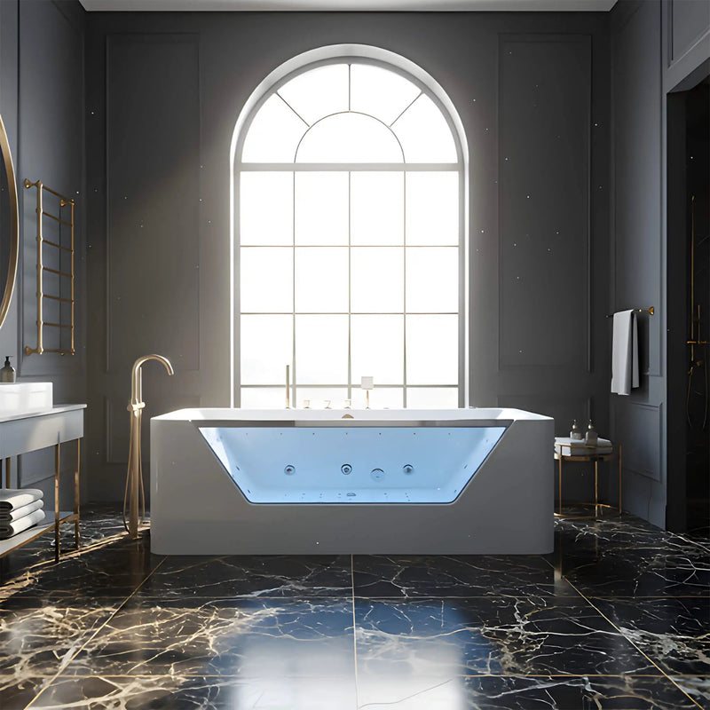 Nuvia Veloria 67-Inch 7-Jets Hydrotherapy Whirlpool Bathtub With Glass Panel (SAK25480) by SAKSBY WHOLESALE