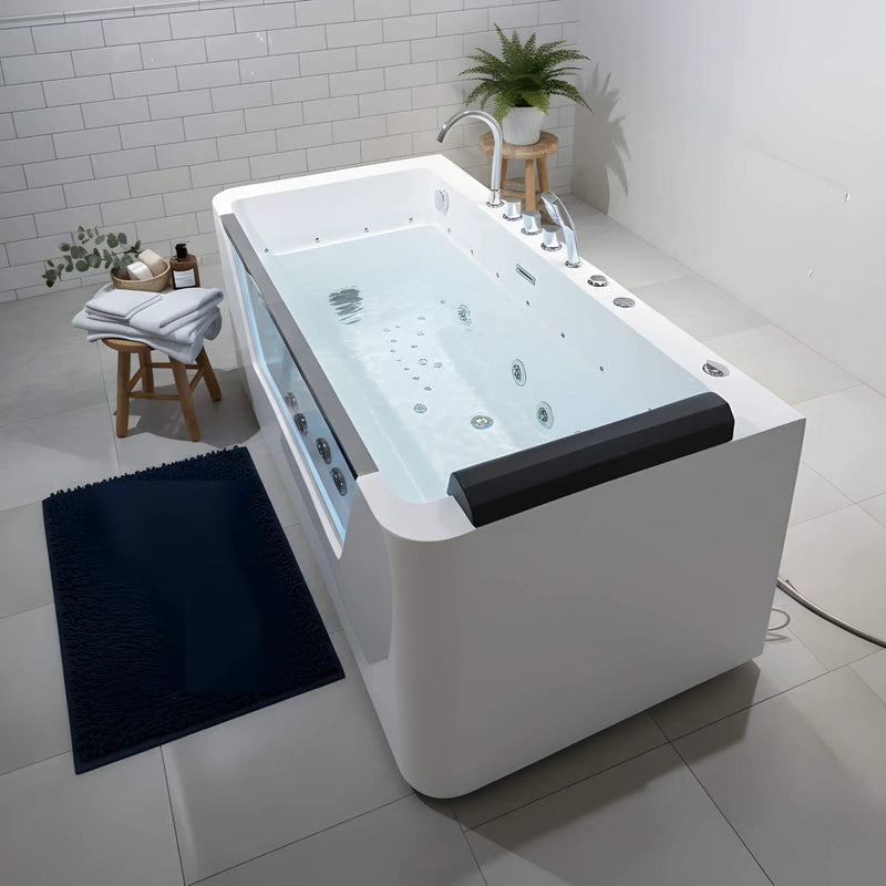 Nuvia Veloria 67-Inch 7-Jets Hydrotherapy Whirlpool Bathtub With Glass Panel (SAK25480) by SAKSBY WHOLESALE