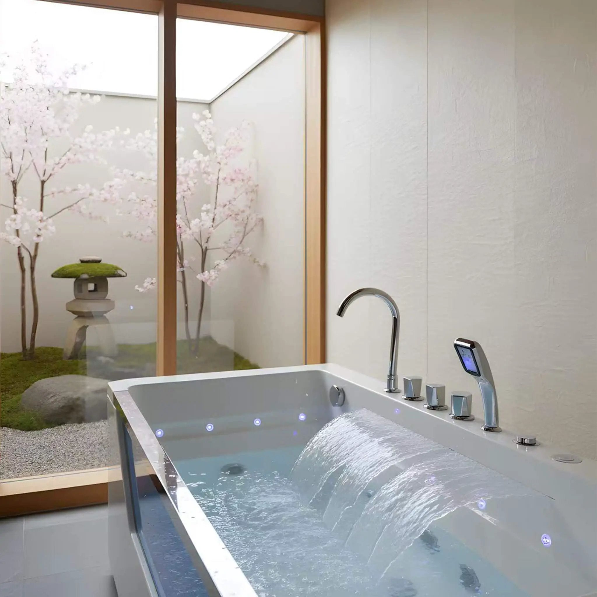 Nuvia Veloria 67-Inch 7-Jets Hydrotherapy Whirlpool Bathtub With Glass Panel (SAK25480) by SAKSBY WHOLESALE