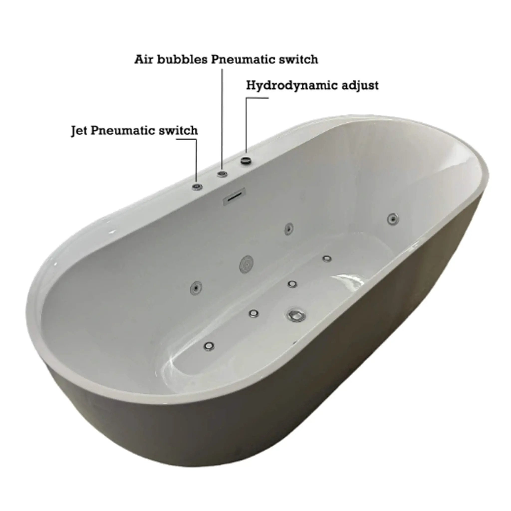Nuvia Cascade 67-Inch Whirlpool Air Bath Soaking Tub With Adjustable Air Blower [No Faucet] (SAK68427) by SAKSBY WHOLESALE