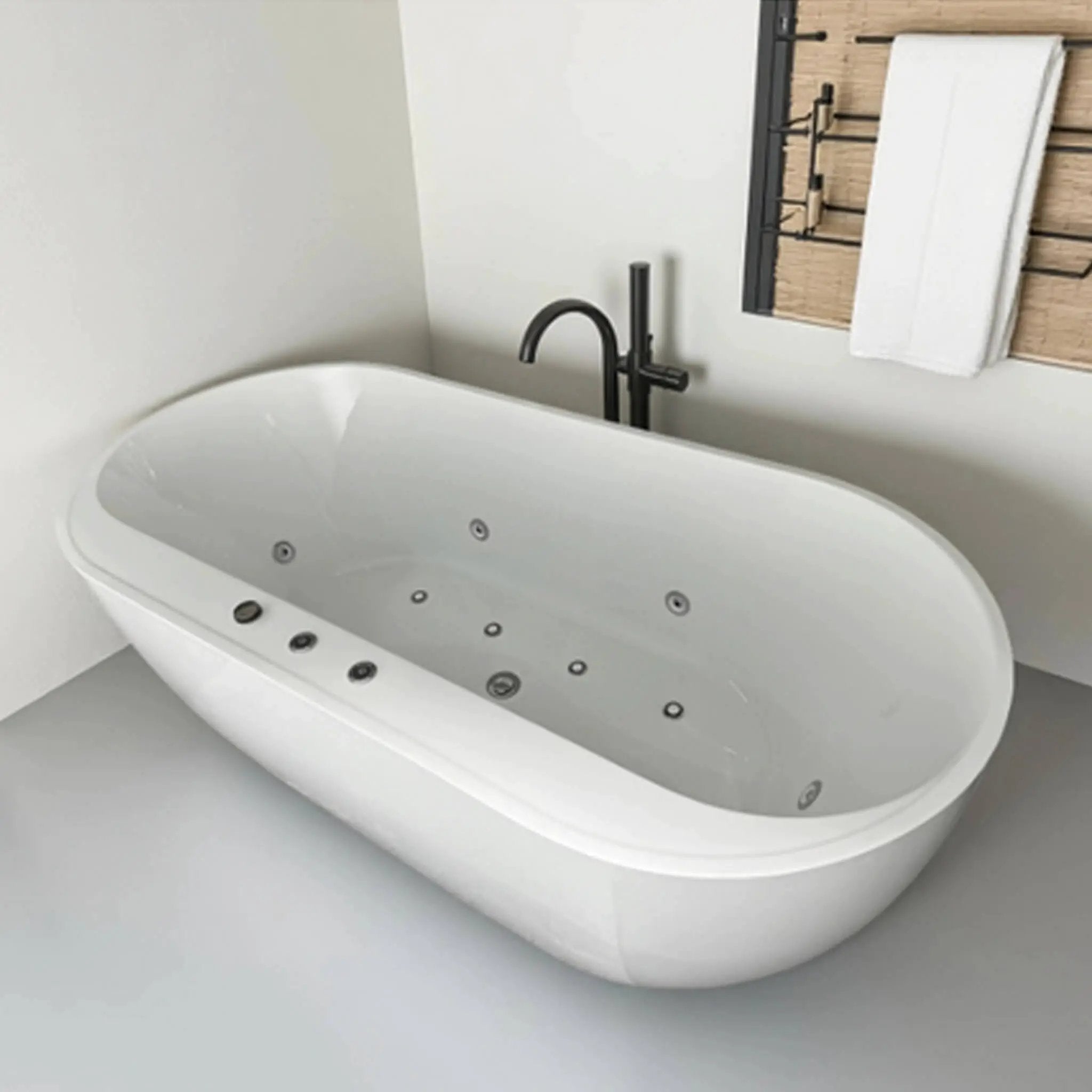 Nuvia Cascade 67-Inch Whirlpool Air Bath Soaking Tub With Adjustable Air Blower [No Faucet] (SAK68427) by SAKSBY WHOLESALE