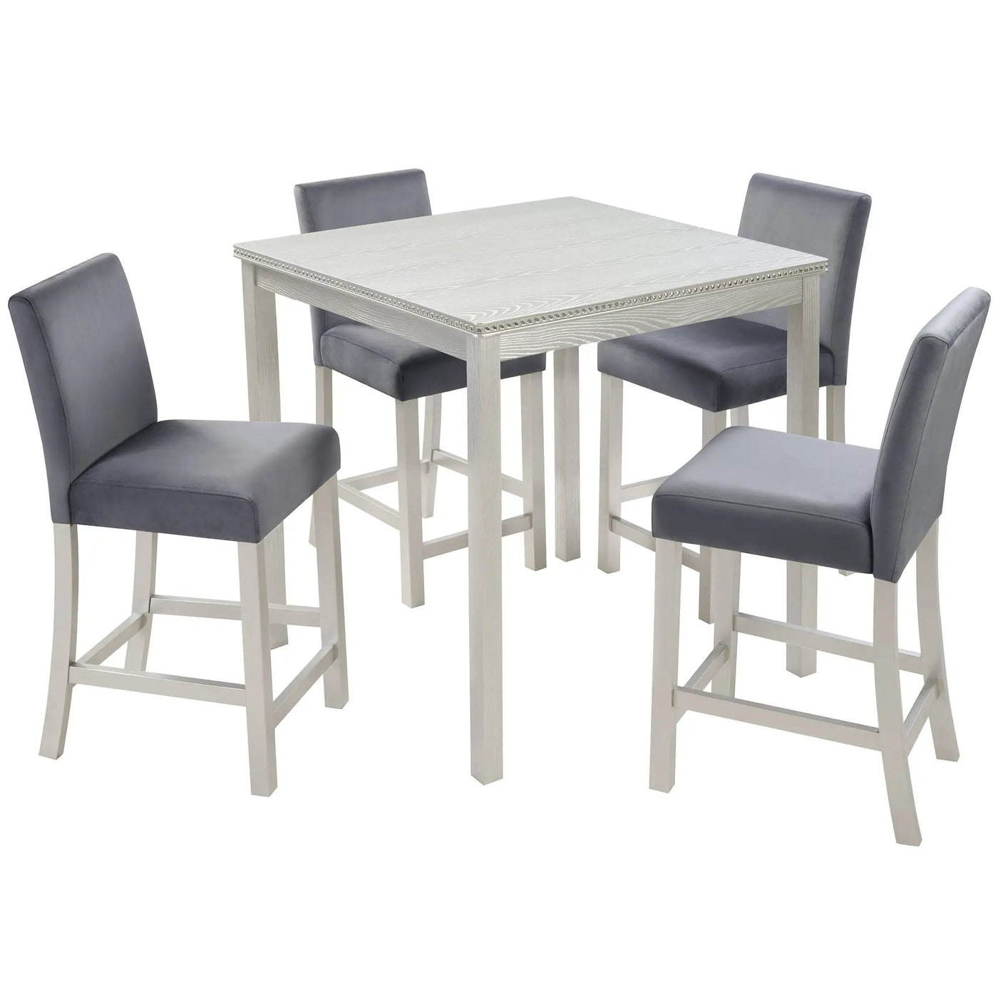 5 Pieces Counter Height Table Set, Kitchen Table With Square Table And 4 Upholstered Chairs by HouseOfZazla