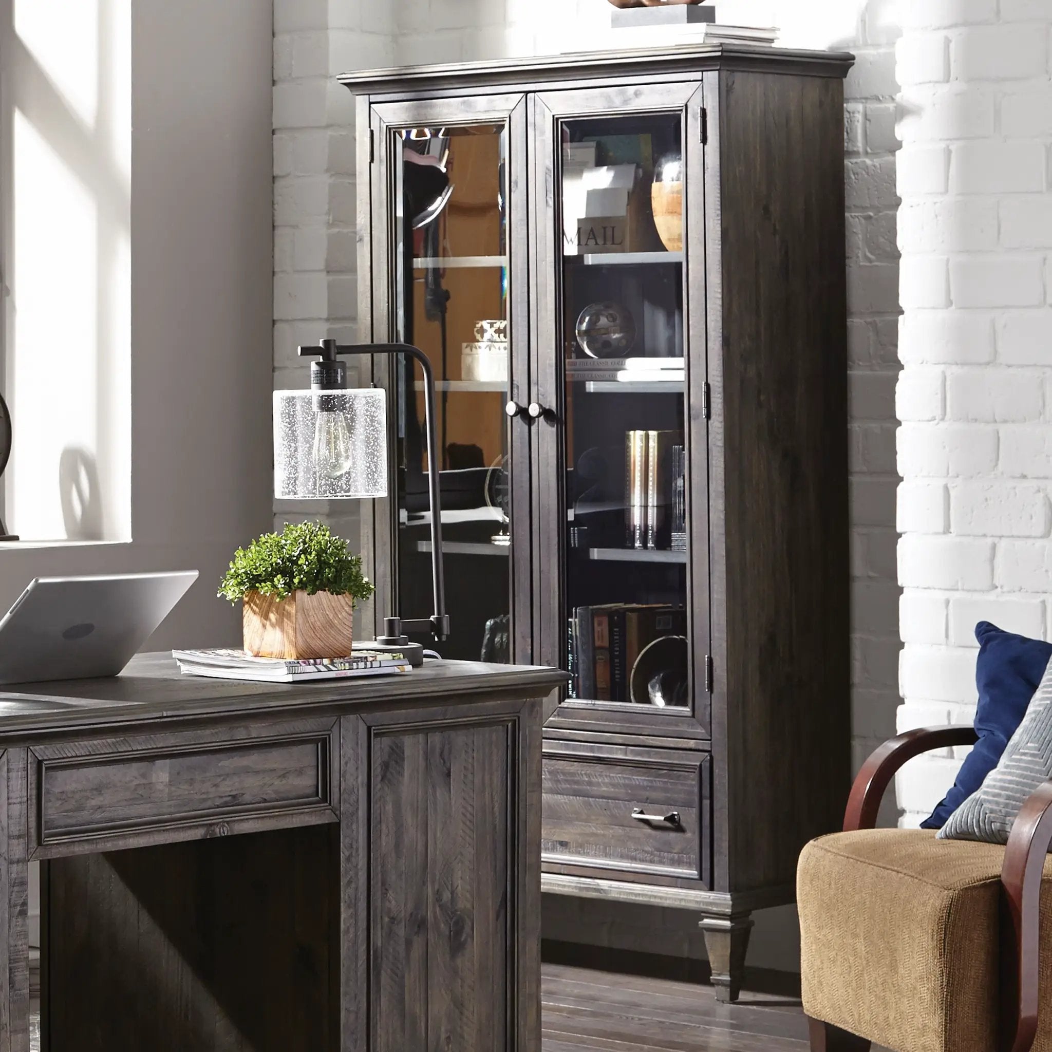 Sutton Place - Door Bookcase - Weathered Charcoal by Unique Piece Furniture