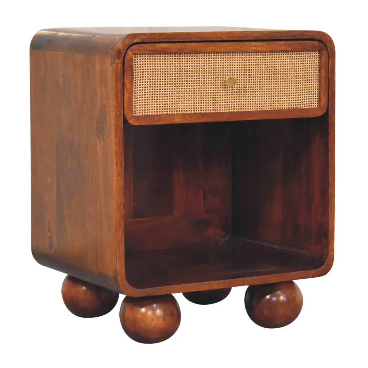 Open Woven Bedside Table, 1 Drawer - Chestnut by Unique Piece Furniture