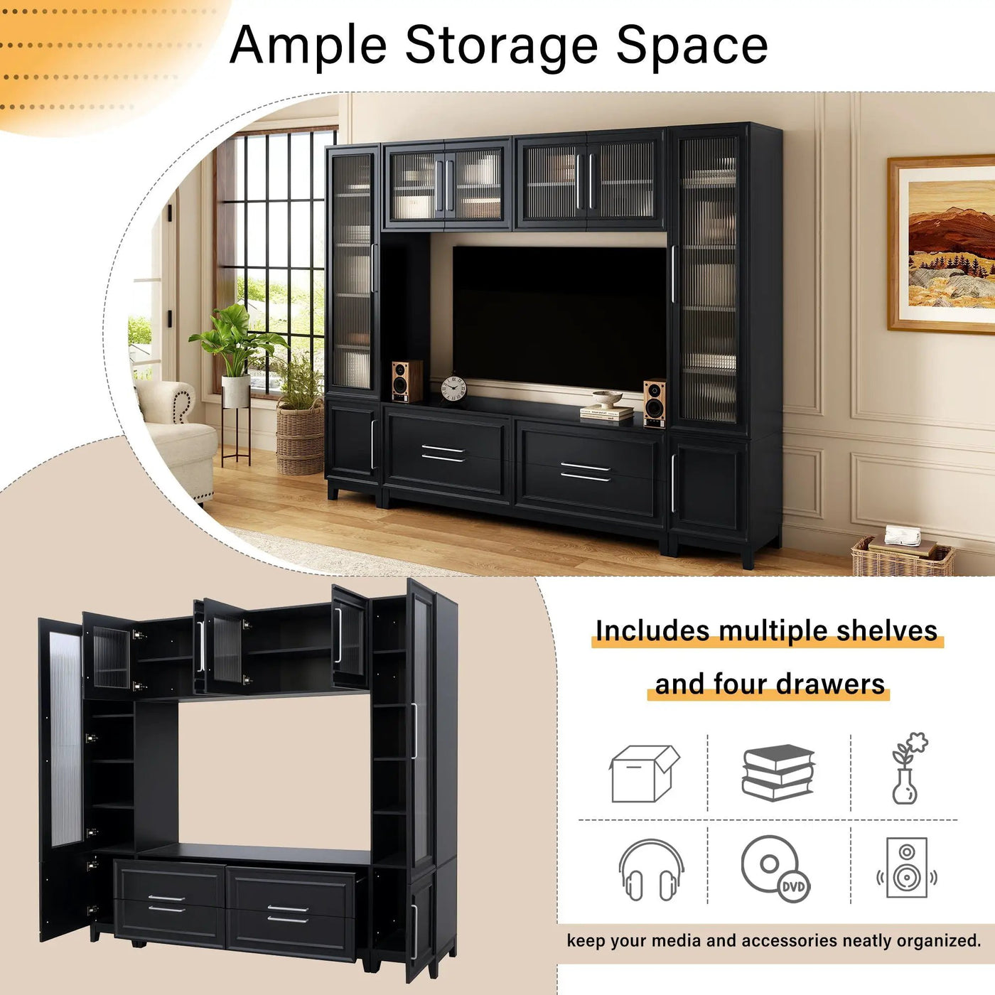 Wall Unit Modern Entertainment Center With Glass Doors by Unique Piece Furniture