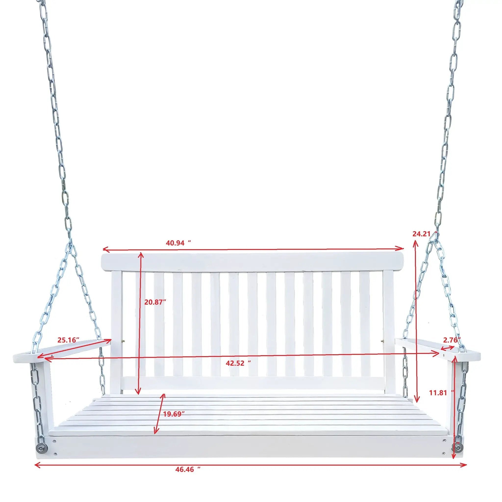 Front Porch Swing With Armrests For Outdoor Patio, Garden Yard, Backyard Or Sunroom by Unique Piece Furniture