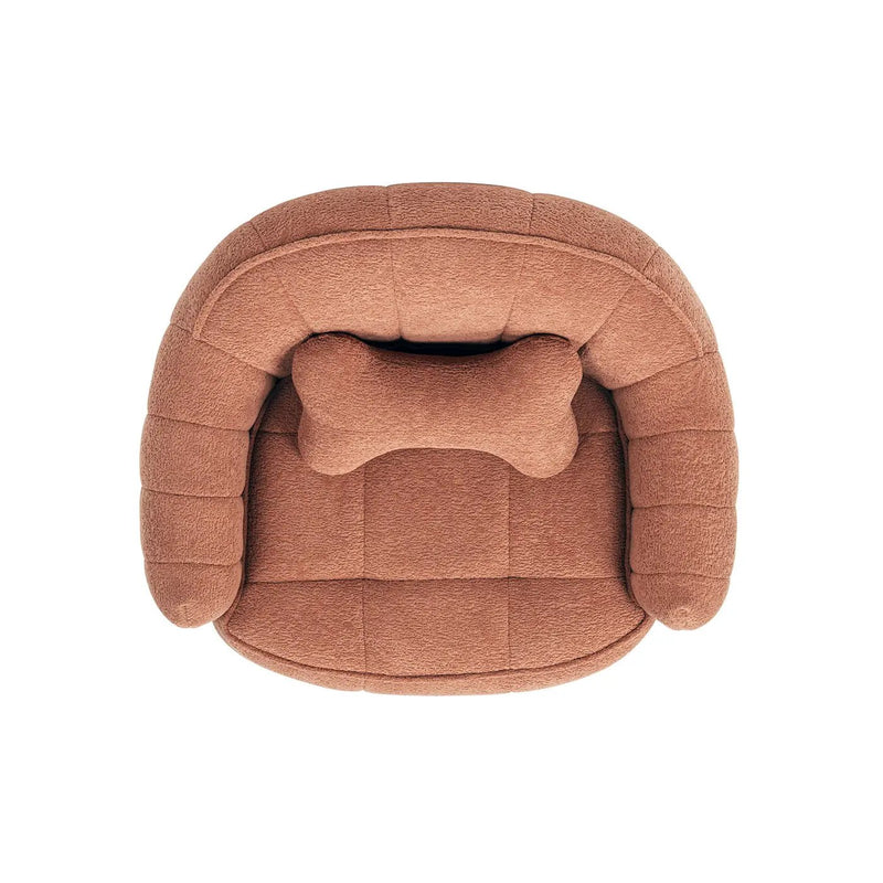 Louie 30.5" Modern Dog Sofa Bed with Bone Pillow, Medium, Spice by HouseOfZazla
