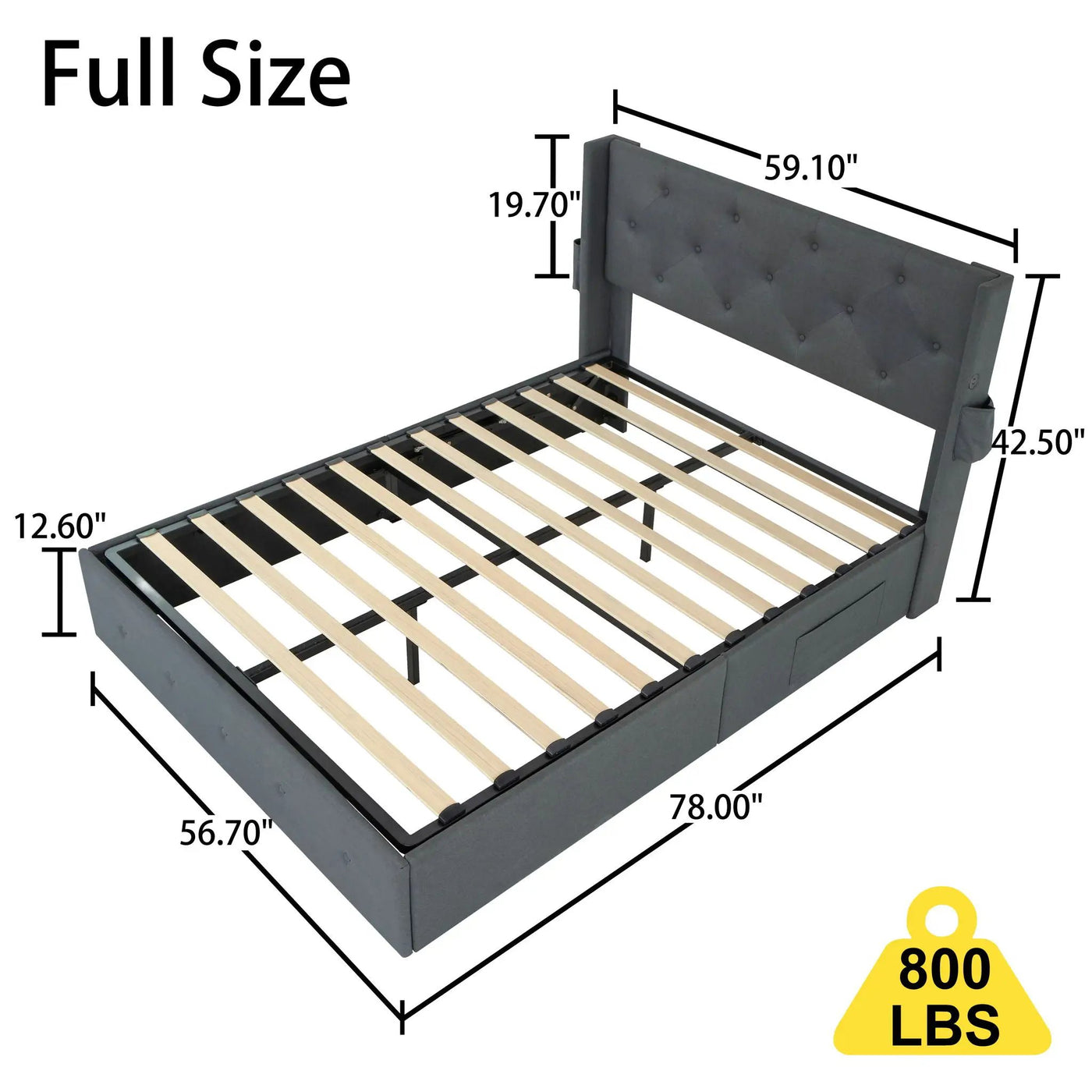 Bed With Gas Lift Storage, USB Ports by Unique Piece Furniture