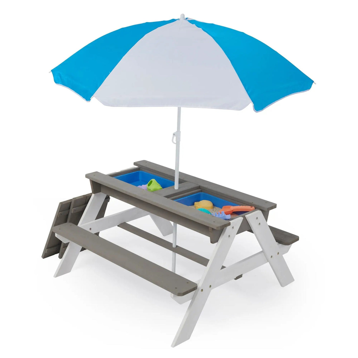 3-In-1 Kids Outdoor Wooden Picnic Table With Umbrella by HouseOfZazla