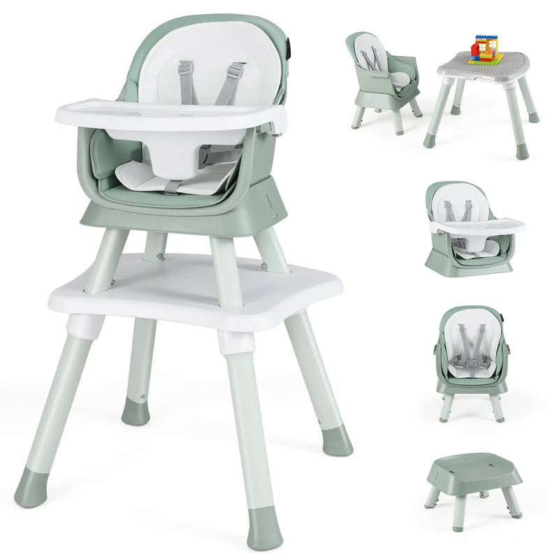 6-in-1 Convertible Baby High Chair with Adjustable Removable Tray by DirectDeals