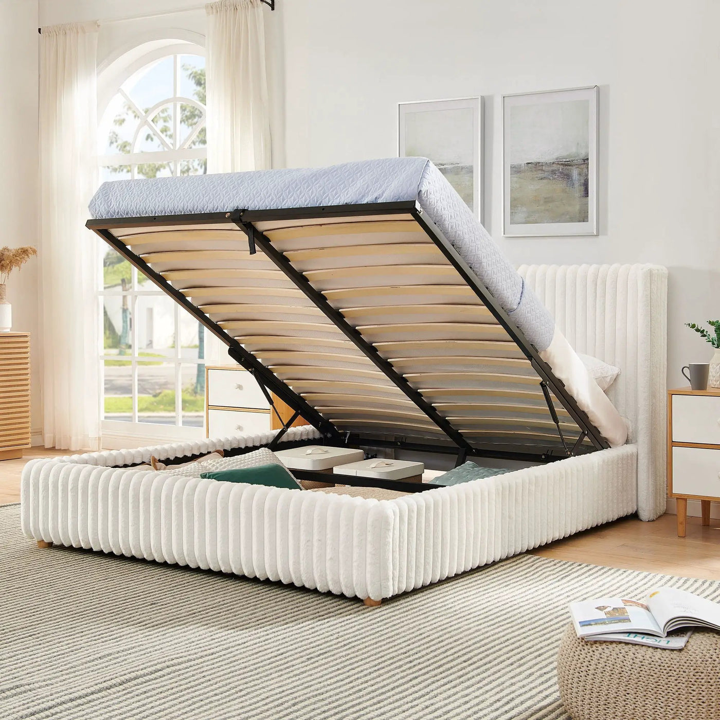 Functional Vertical Striped Bed With Gas Lift Storage by HouseOfZazla