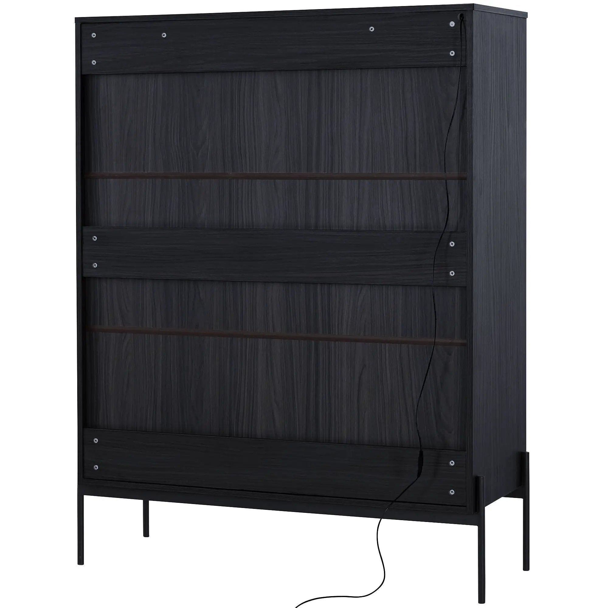 Modern Minimalist Style LED Curio Cabinet With Tempered Glass Door, Metal Legs by HouseOfZazla