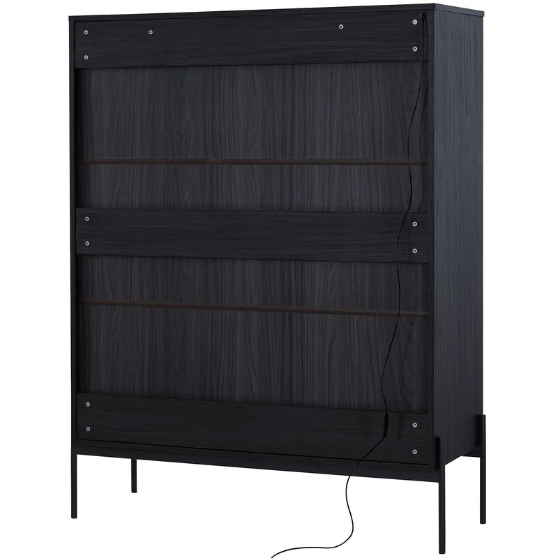 Modern Minimalist Style LED Curio Cabinet With Tempered Glass Door, Metal Legs by HouseOfZazla