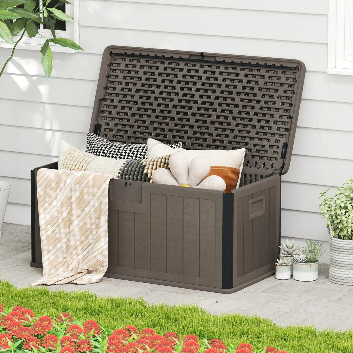 100 Gallon Large Deck Box with Lockable Lid for Patio, photo 19 of 32