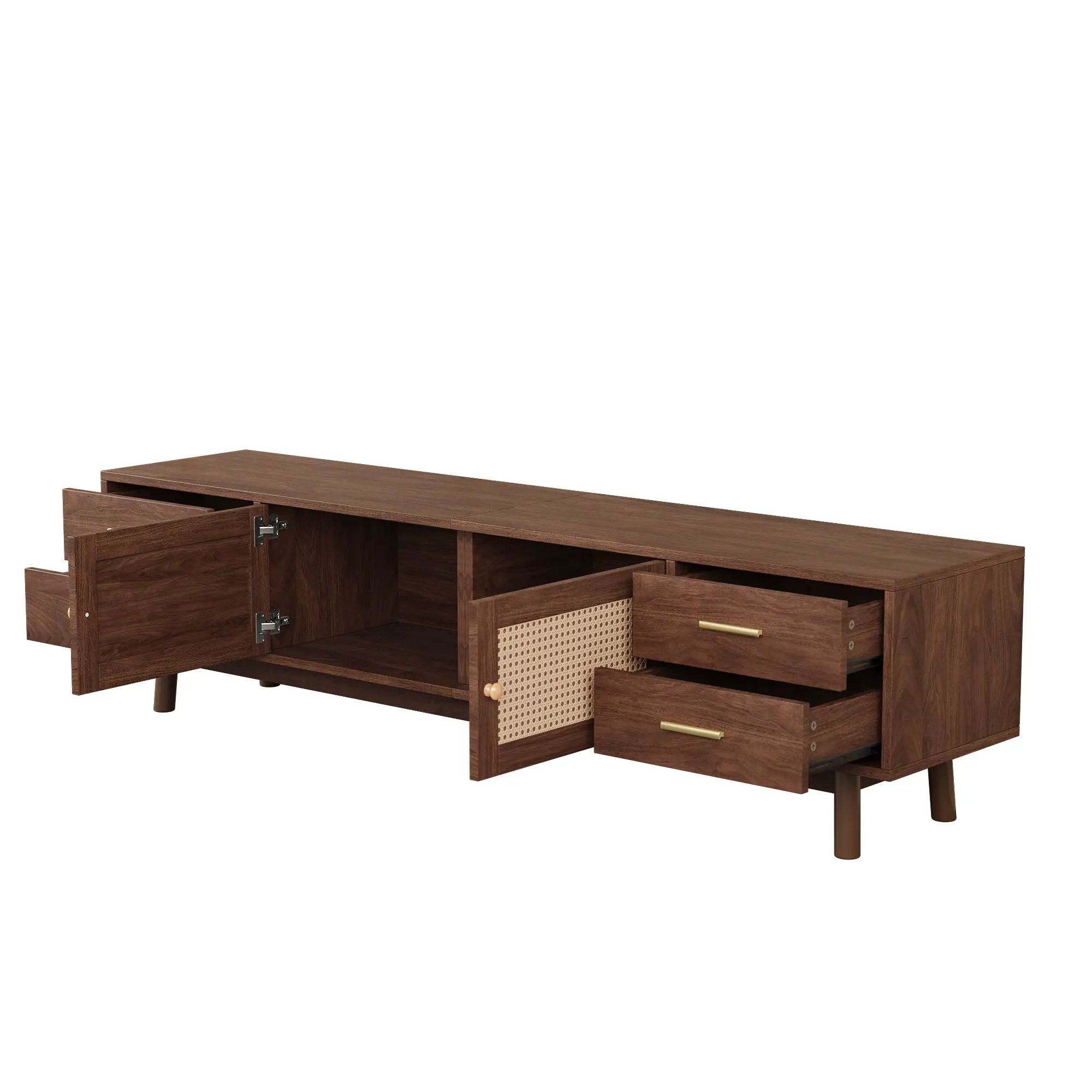 70" TV Stand With Doors For TVs Up To 80", Media Console With 4 Drawers & Cable Holes - Dark Brown by Unique Piece Furniture