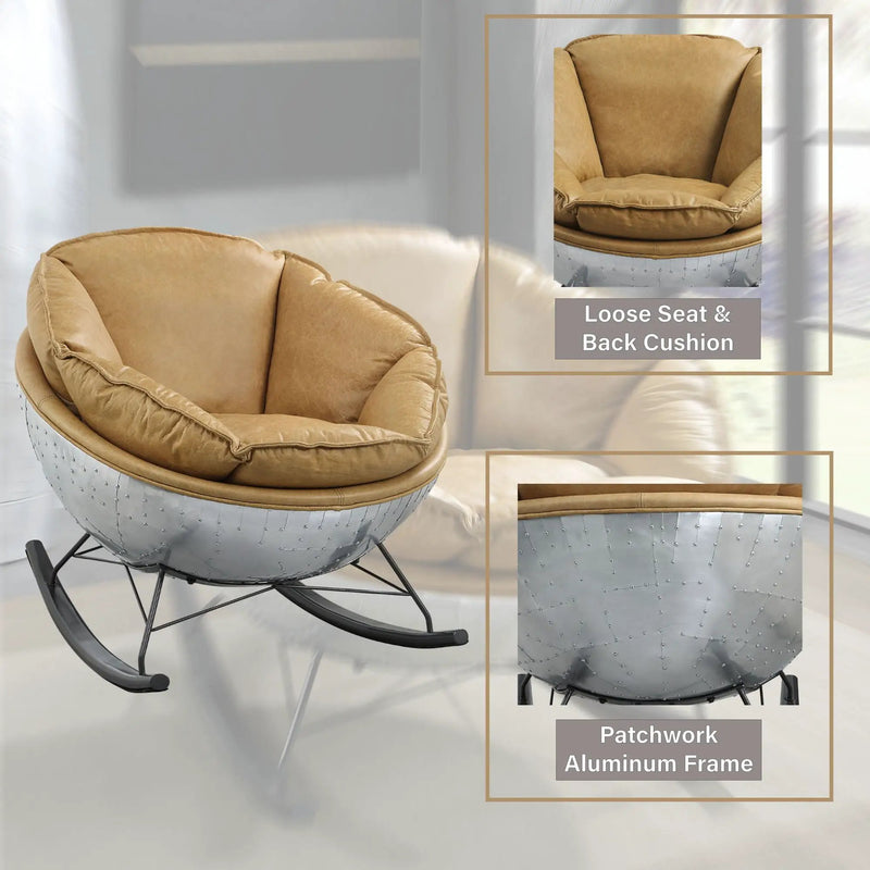 Pippin - Top Grain Leather Rocking Chair - Morocco by HouseOfZazla