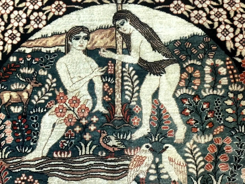 Stunning Sino Persian Pictorial Rug 2.7 x 4, Garden of Eden Adam & Eve Tree of Life Design, Extremely Fine 580 KPSI, Masterpiece by Jewel Rugs