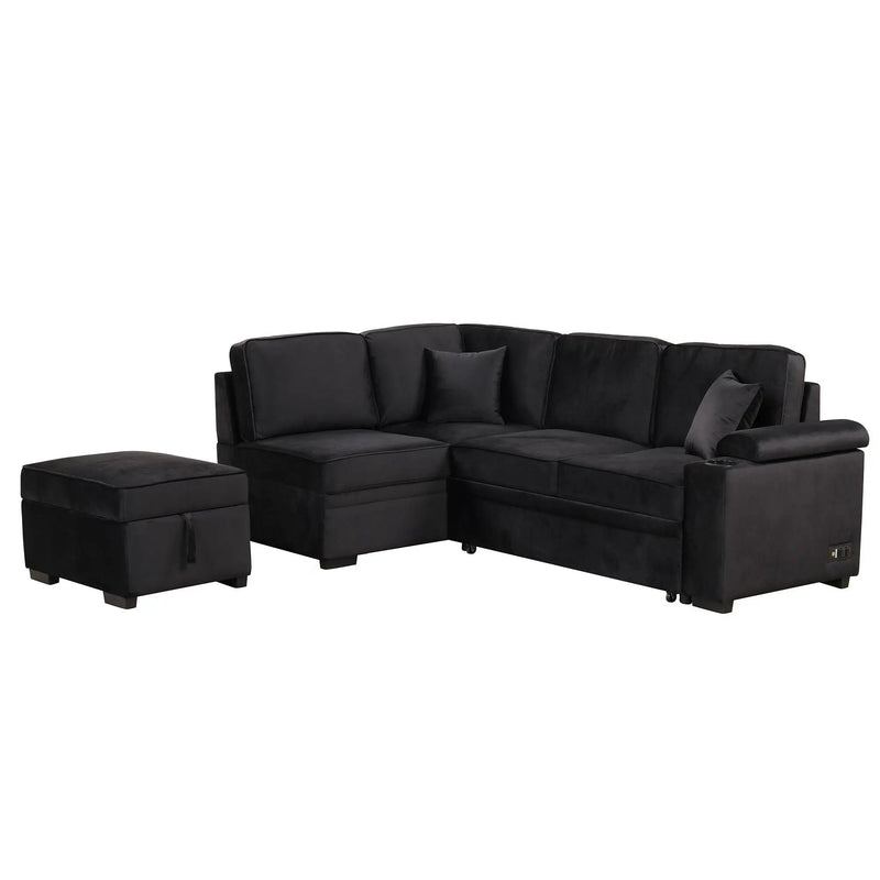 Sleeper Sofa Bed, 2 In 1 Pull Out Sofa Bed L Shape Couch With Storage Ottoman For Living Room, Bedroom Couch And Small Apartment by HouseOfZazla