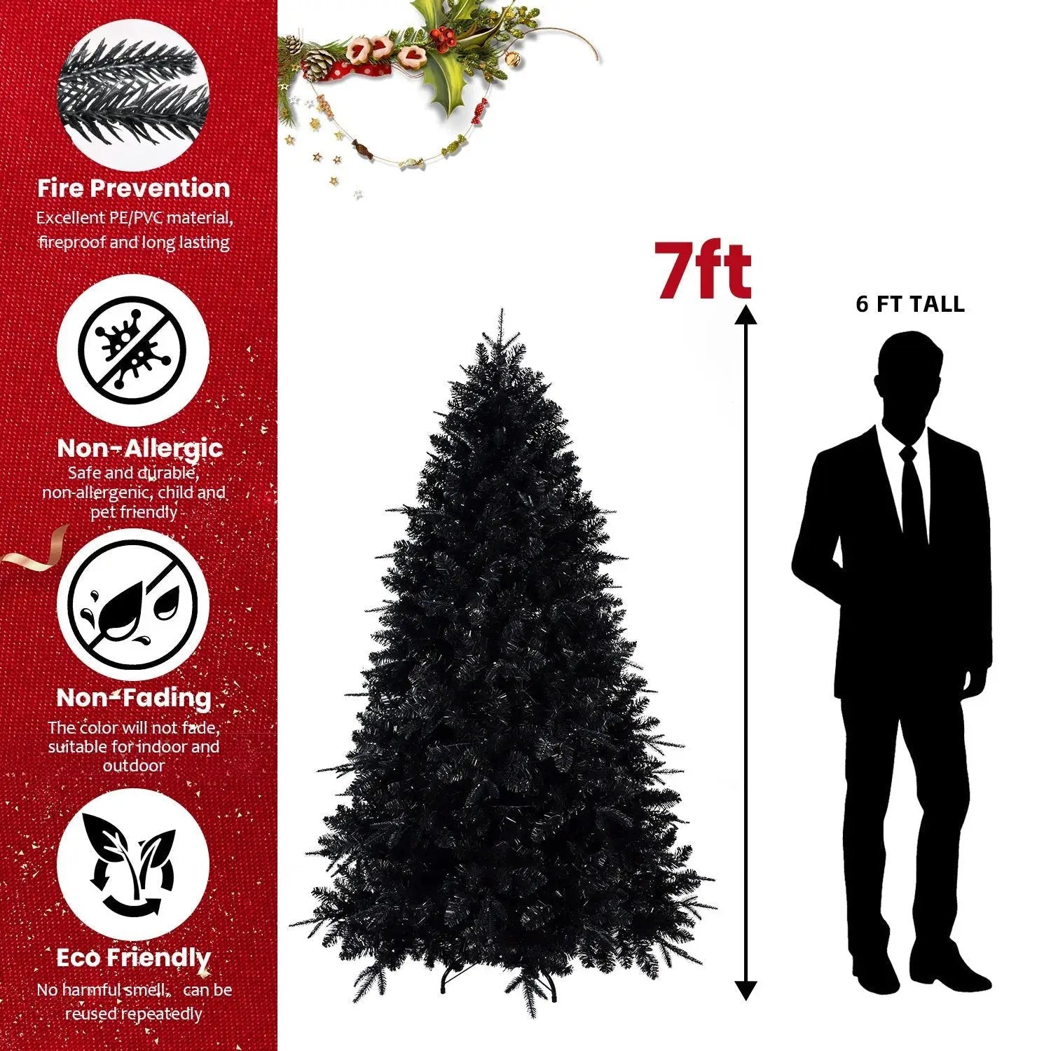 The 6-Foot Pre-Lit Black Christmas Tree by HouseOfZazla