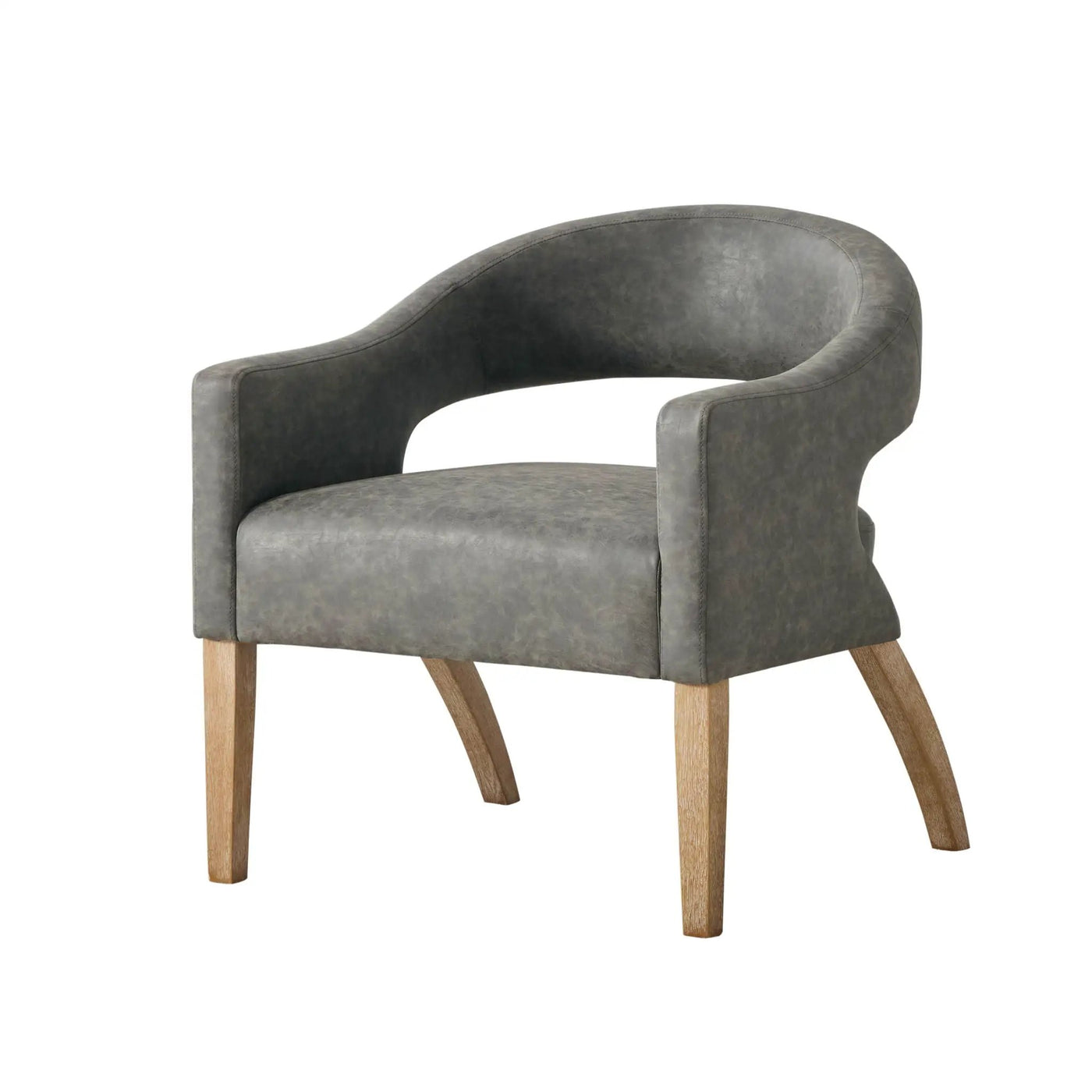 Upholstered Open Back Armchair With Weathered Rubberwood Legs by HouseOfZazla