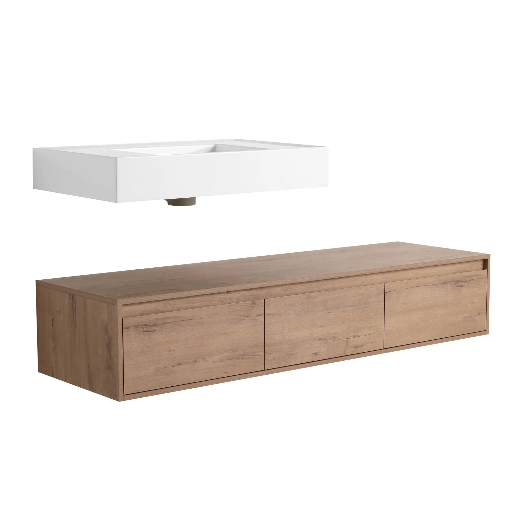 Modern Wall Mounted Bathroom Vanity With Resin Sink And Soft Close Drawer by Unique Piece Furniture