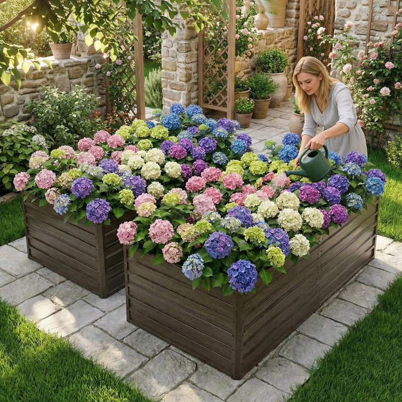 8x4x2 FT Woodgrain Galvanized Raised Garden Bed Set by HouseOfZazla