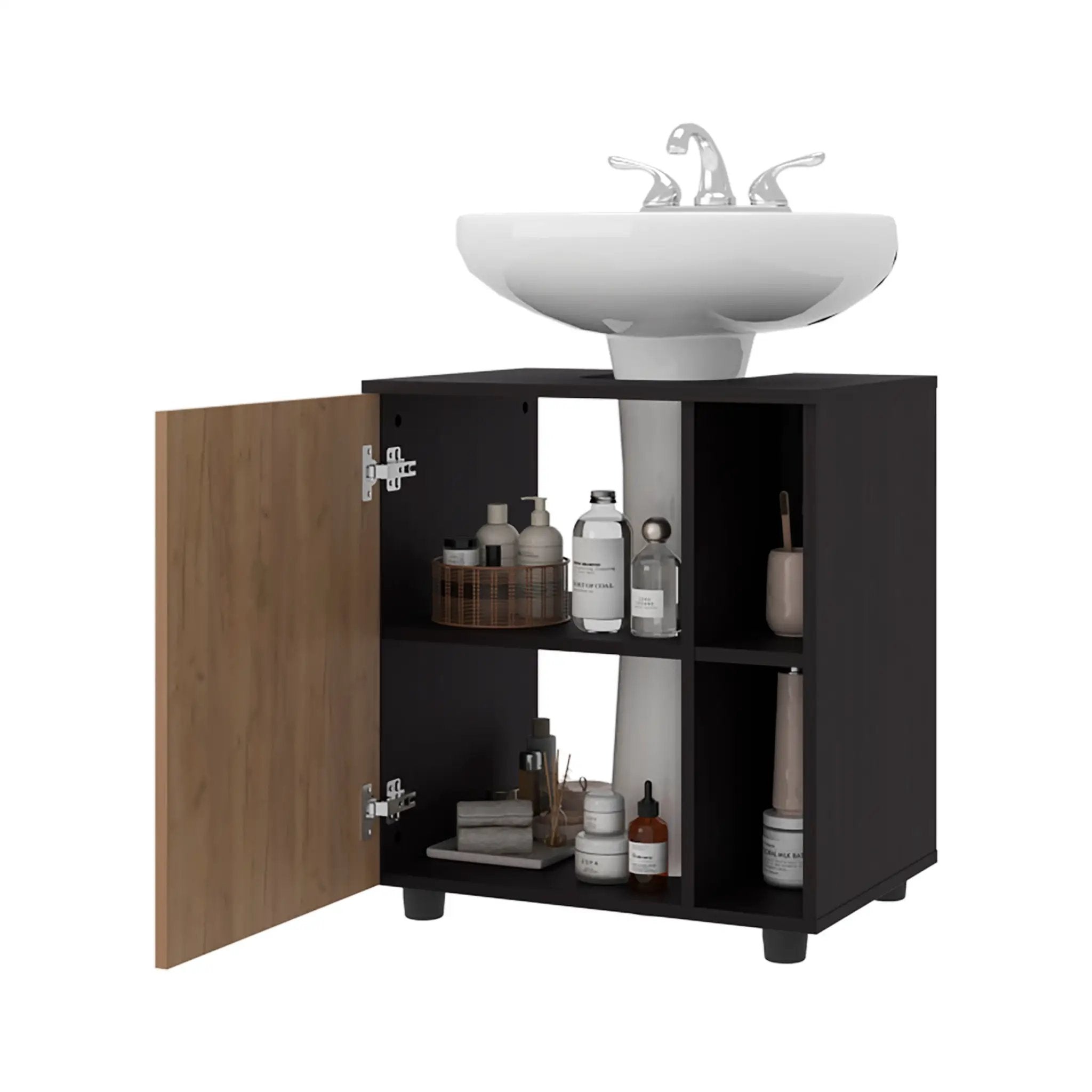 Under Sink Storage 24.4" H, 1 Door, 4 Shelves, 4 Legs by HouseOfZazla