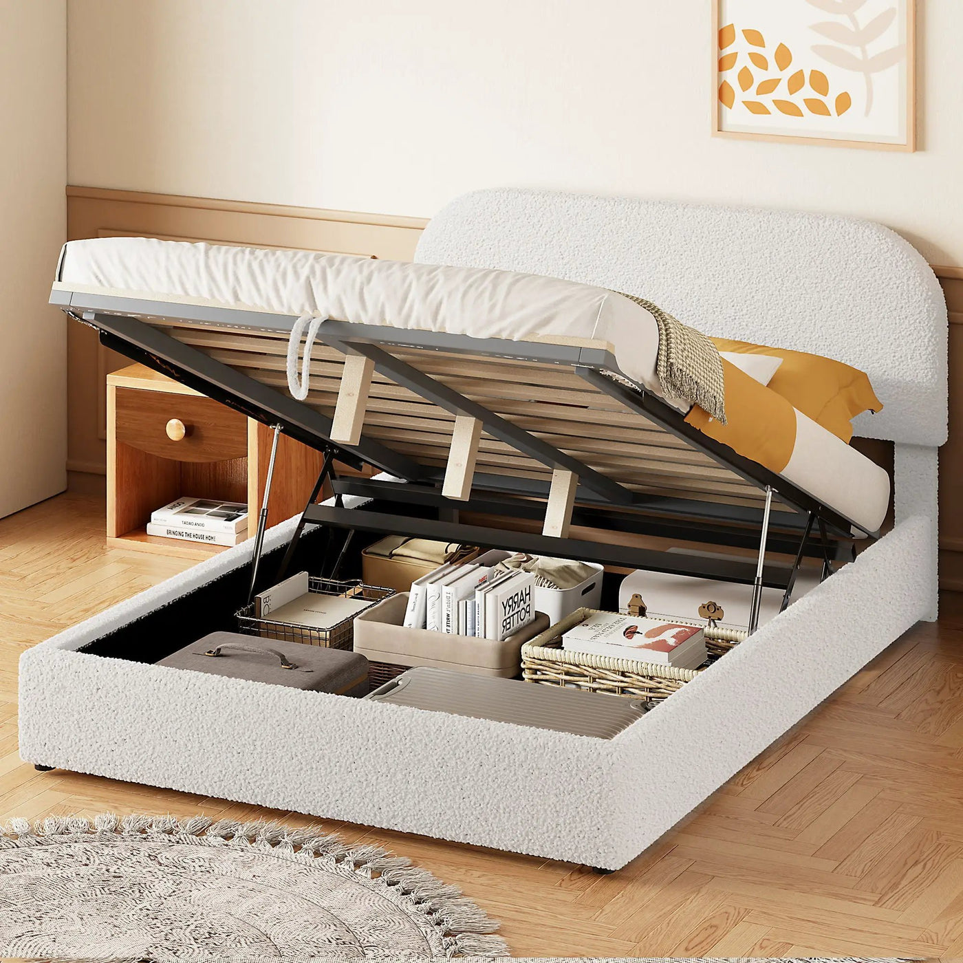 Upholstered Platform Bed With Hydraulic Storage System by Unique Piece Furniture