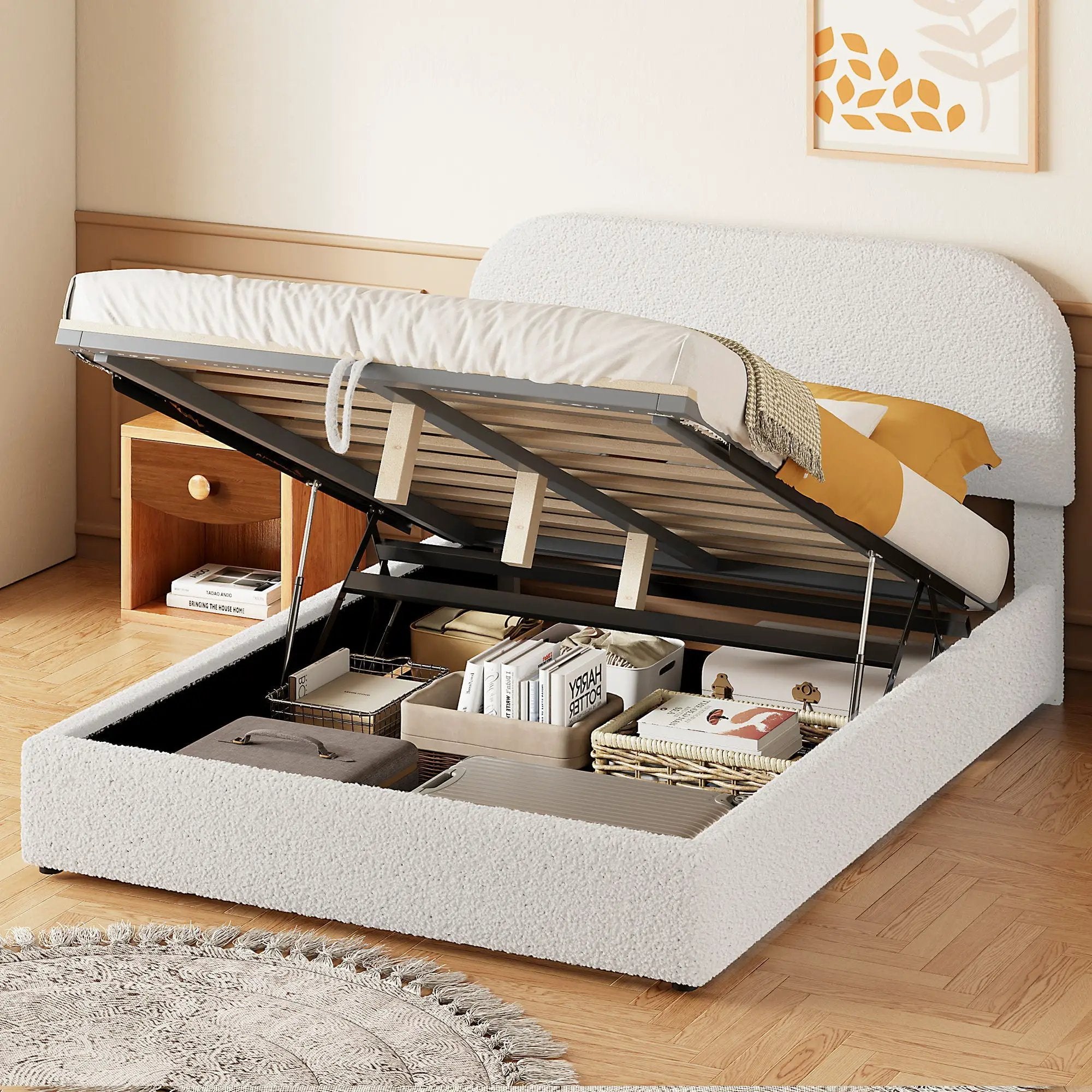 Upholstered Platform Bed With Hydraulic Storage System by Unique Piece Furniture