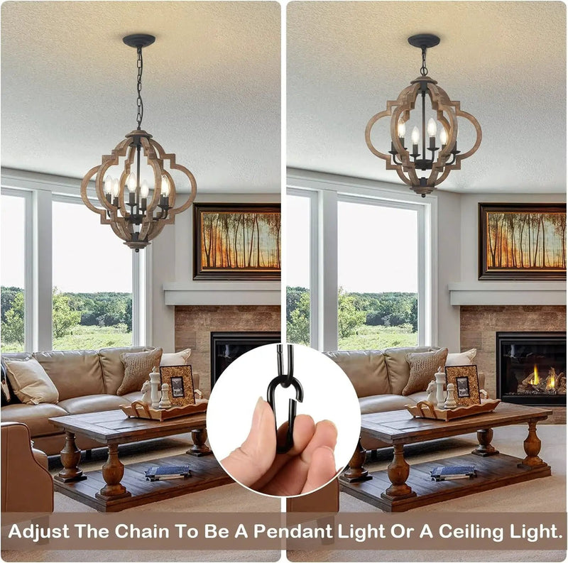 Farmhouse Chandeliers for Dining Room, 6-Light Rustic Light Fixture by HouseOfZazla