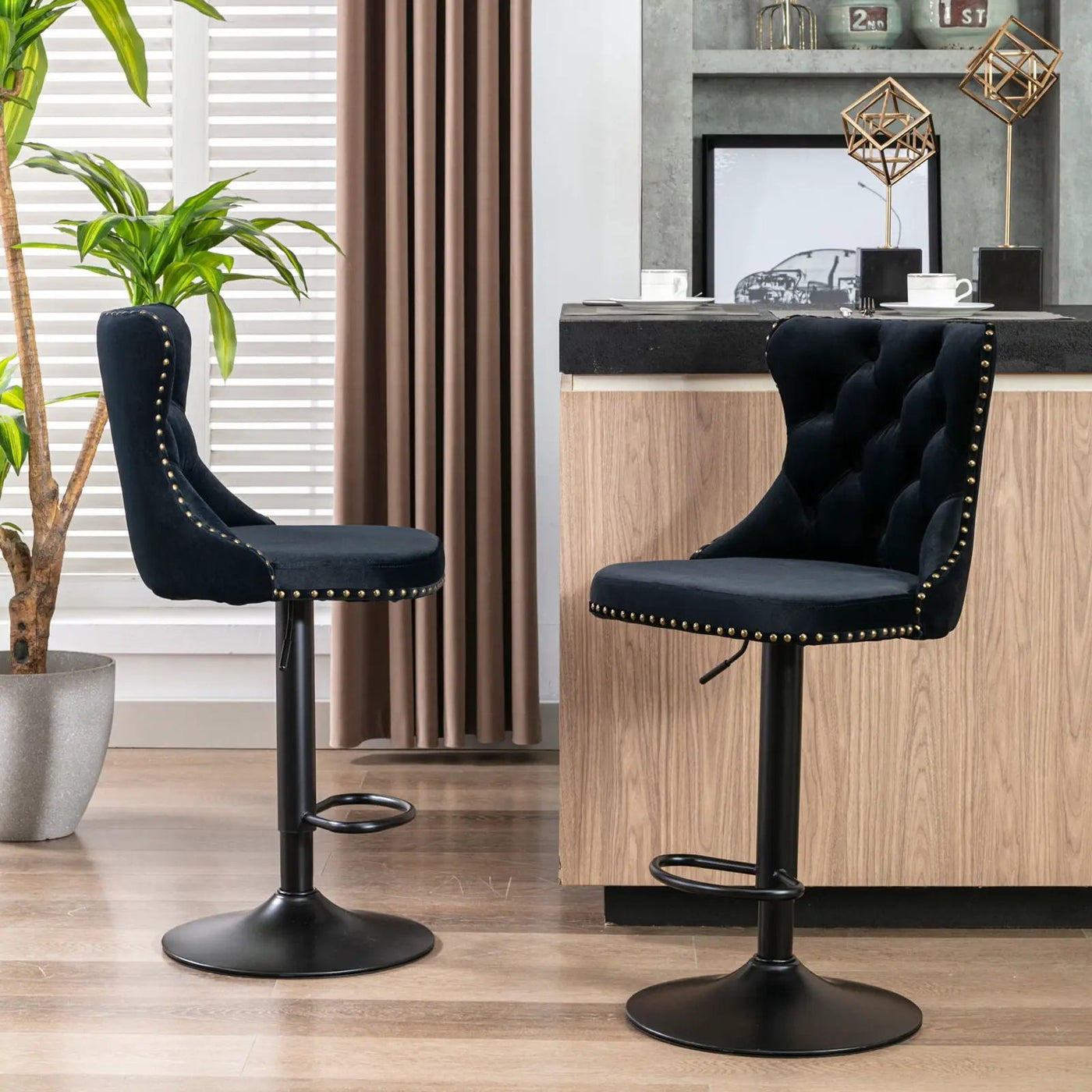 Swivel Barstools Adjusatble Seat Height, Modern Upholstered Bar Stools With Backs Comfortable Tufted For Home Pub And Kitchen Island (Set of 2) by HouseOfZazla