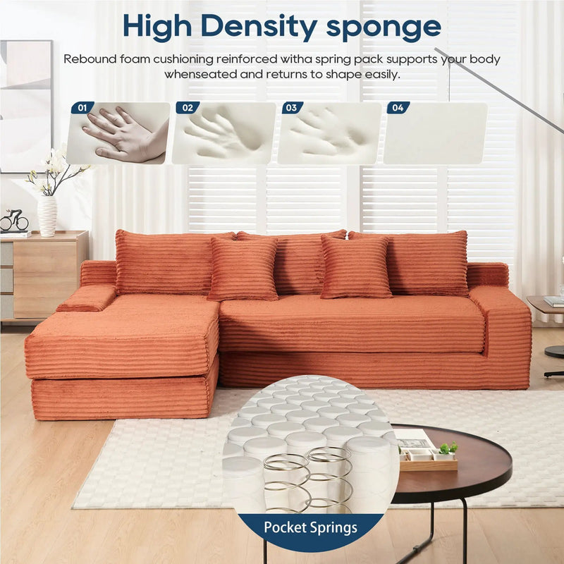 Modern L - Shaped Sectional Couch With Memory Foam by HouseOfZazla