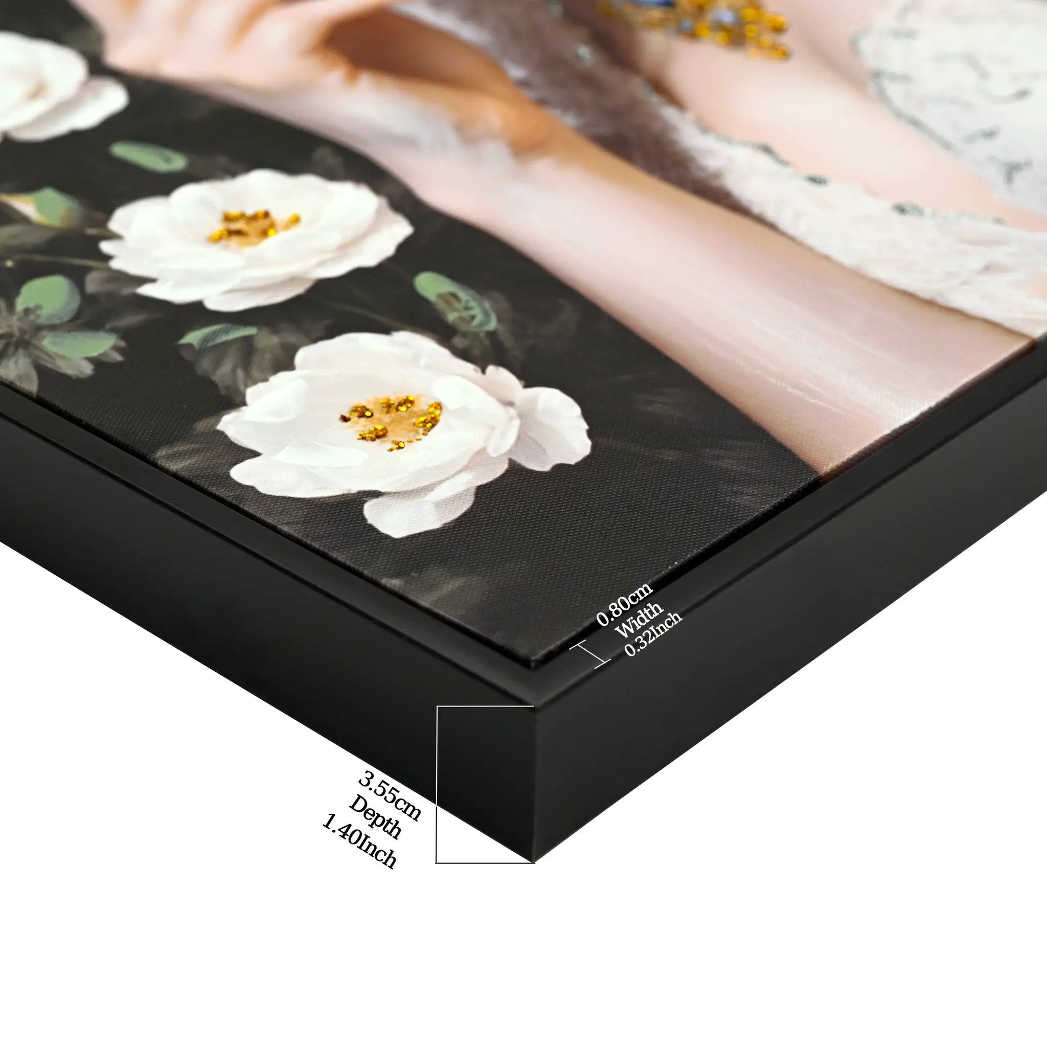 Beauty Lady Wall Art Gold and White Floral Canvas 24x36 Inch by HouseOfZazla