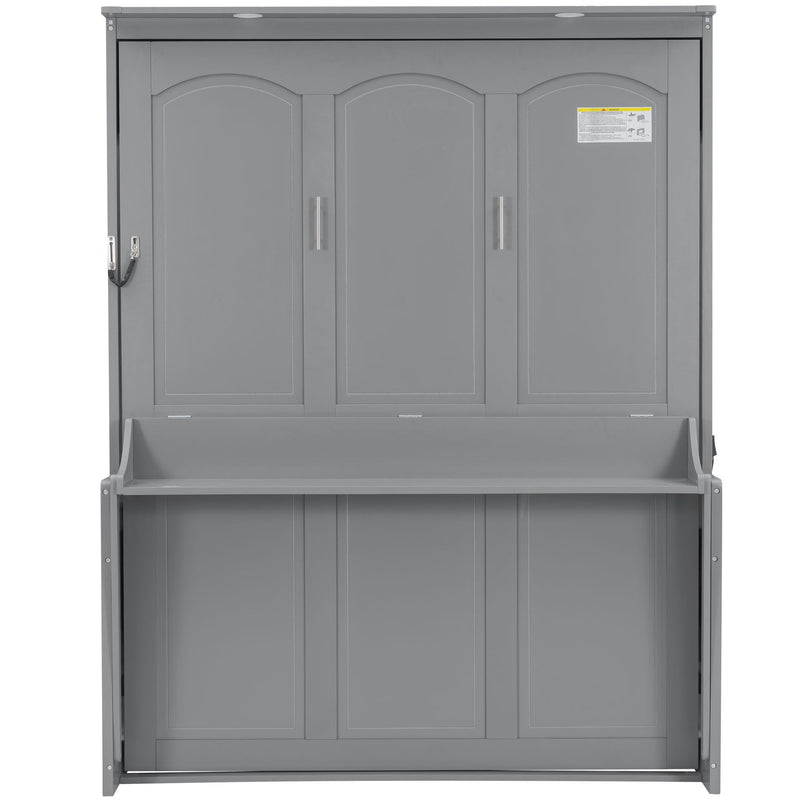 Murphy Bed With Desk, LED Lights & USB Charging Station