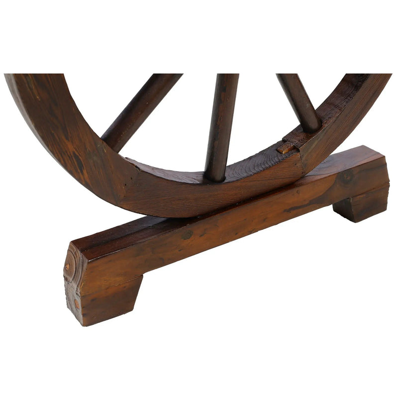 Rustic Country 2 Person Wooden Wagon Wheel Bench With Slatted Seat And Backrest - Brown by HouseOfZazla